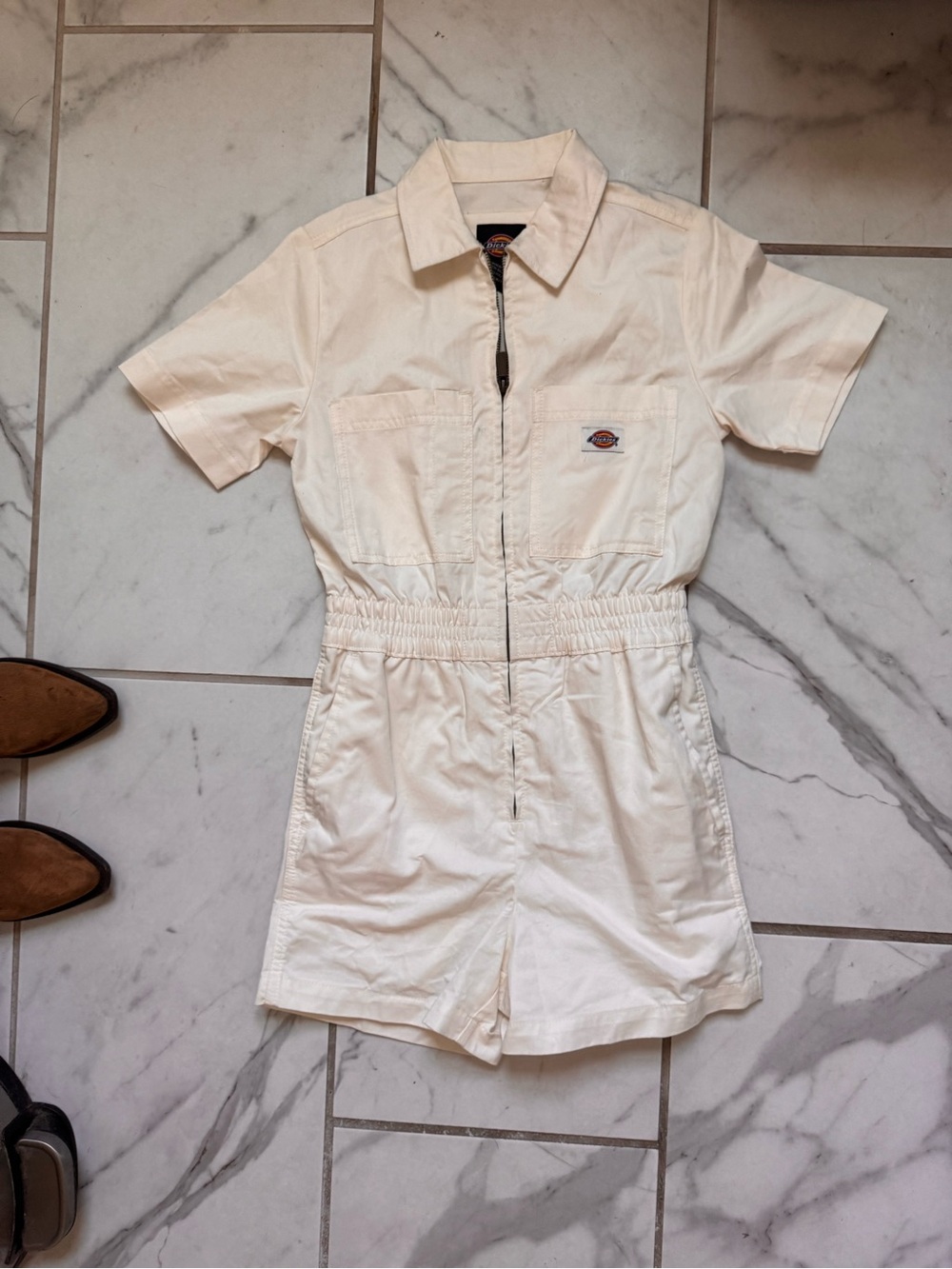 Dickies Ivory Short-Sleeve Workwear Romper